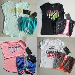 Nike girls Summer Lined Dri-fit Shorts & T-Shirts Size 2T or 3T  NEW